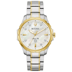 Bulova Marine Star Iridescent Mother of Pearl and Diamond Dial Two-Tone Watch 35mm - 98P227