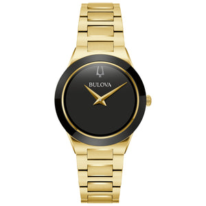 Bulova Millennia Black Dial Gold-Tone Stainless Steel Watch 32mm - 97L175