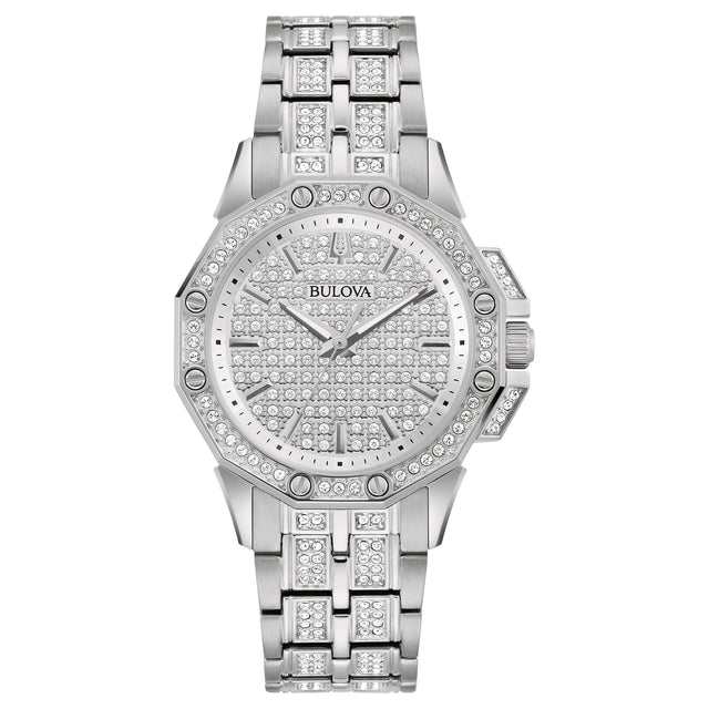 Bulova Octava Crystal-Set Stainless Steel Bracelet Watch | 34mm | 96L305