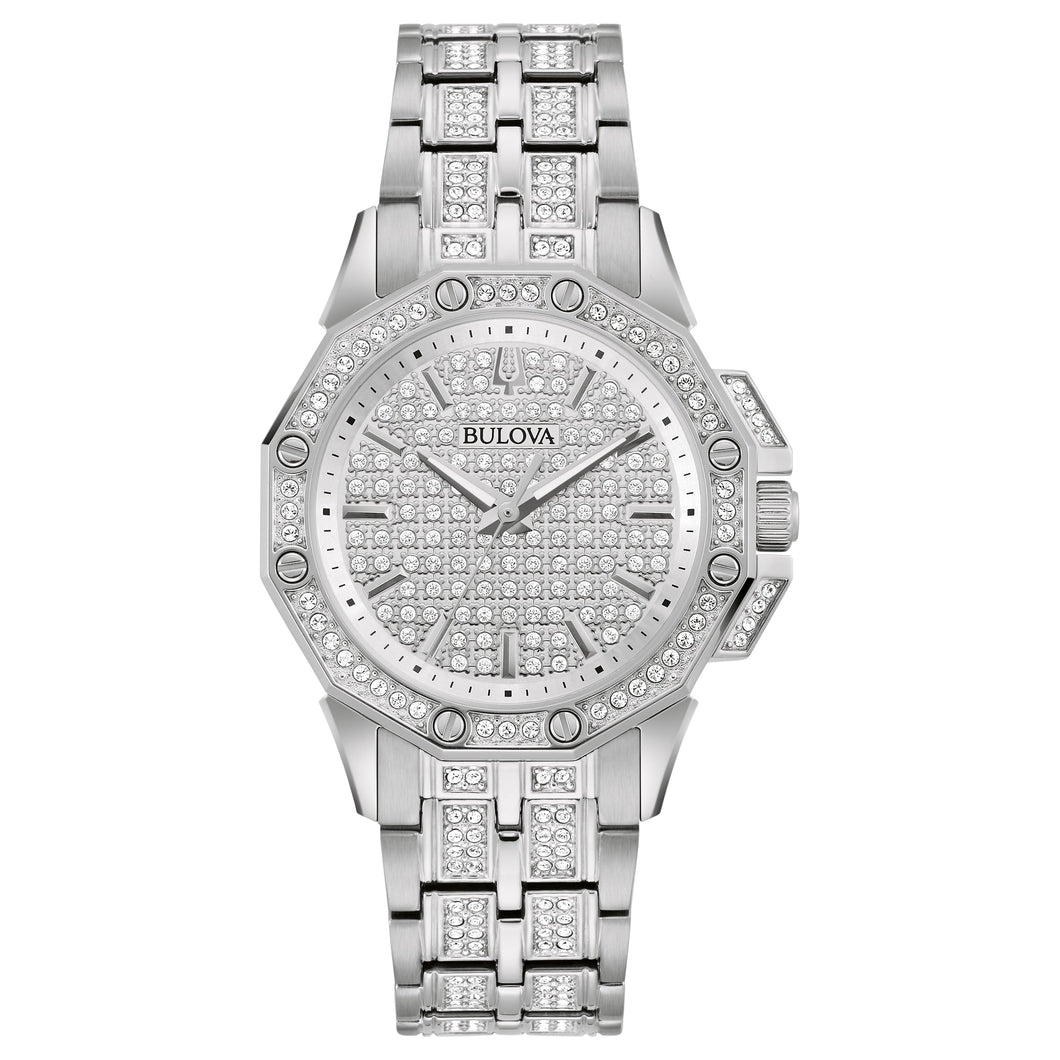 Bulova Octava Crystal-Set Stainless Steel Bracelet Watch | 34mm | 96L305