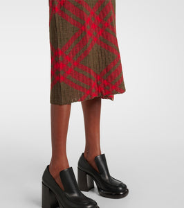 Burberry Burberry Check ribbed-knit midi dress