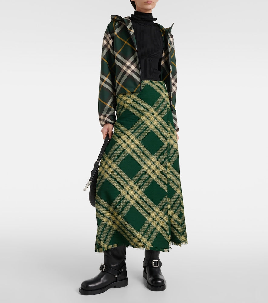 Burberry Checked high-rise wool midi skirt