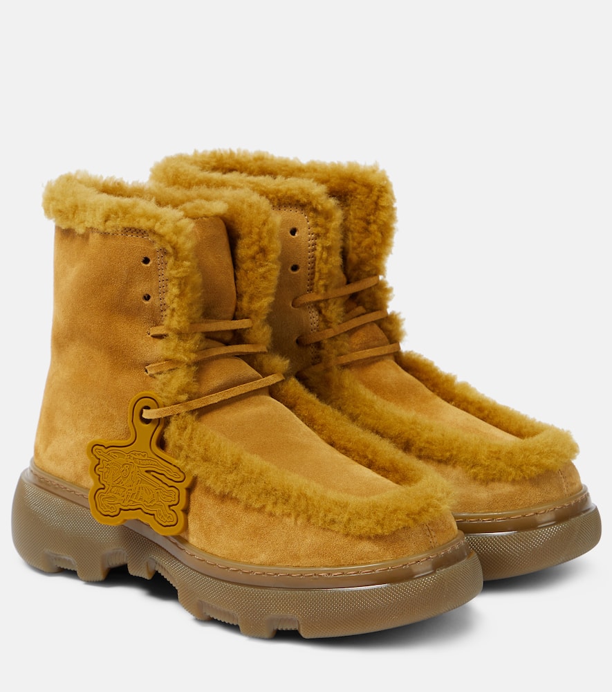 Burberry Chugga shearling-trimmed suede boots