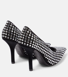 Burberry Crystal-embellished suede pumps