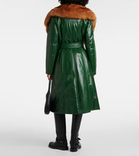 Burberry Faux fur-trimmed leather coat