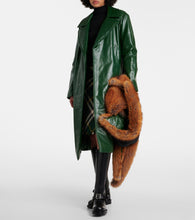 Burberry Faux fur-trimmed leather coat