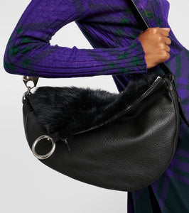 Burberry Knight Medium leather and shearling shoulder bag