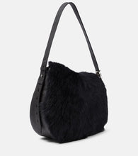 Burberry Knight Medium leather and shearling shoulder bag