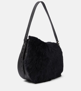 Burberry Knight Medium leather and shearling shoulder bag