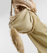 Burberry Knight Medium shearling-trimmed leather shoulder bag