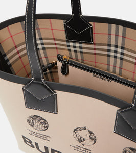 Burberry Medium leather-trimmed canvas tote bag