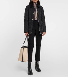 Burberry Medium leather-trimmed canvas tote bag