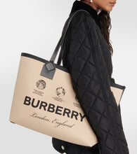 Burberry Medium leather-trimmed canvas tote bag