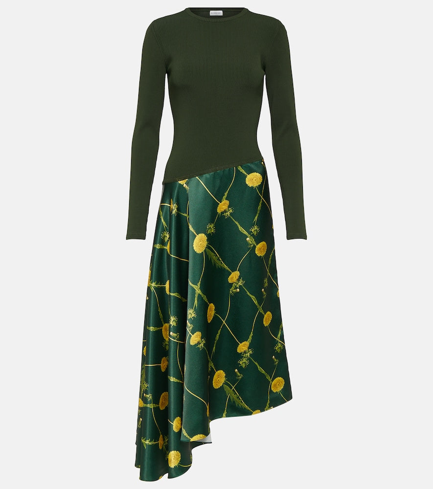 Burberry Printed jersey and satin midi dress. Burberry 印花针织缎面中长连衣裙