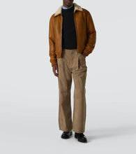 Burberry Shearling-trimmed leather bomber jacket