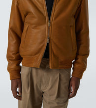 Burberry Shearling-trimmed leather bomber jacket