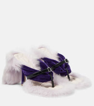Burberry Step Post Shearling-trimmed sandals