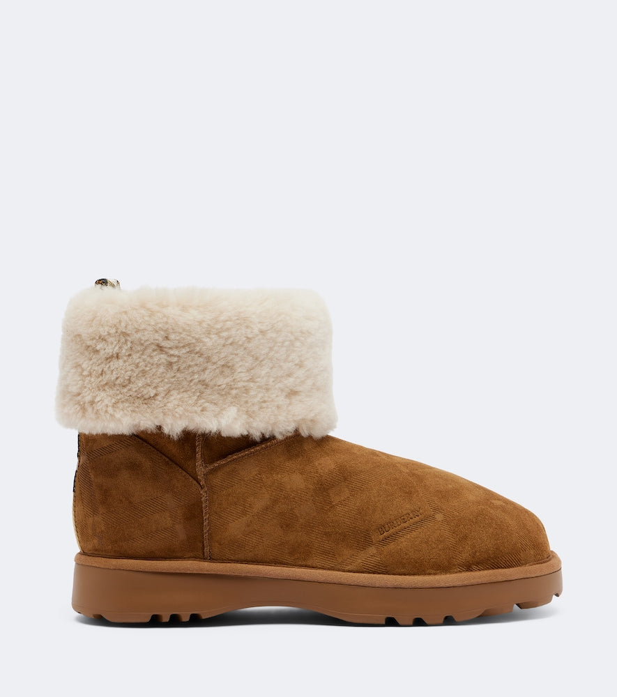Brown Burberry Shearling-lined suede ankle boots - Flat Boots