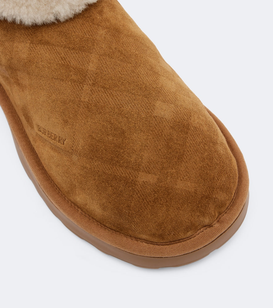 Brown Burberry Shearling-lined suede ankle boots - Flat Boots