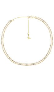 By Adina Eden Cz Baguette Tennis Choker in Metallic Gold