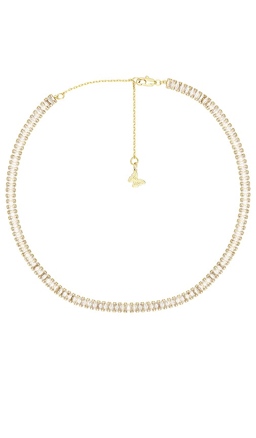By Adina Eden Cz Baguette Tennis Choker in Metallic Gold