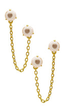 By Adina Eden Double Pearl Chain Earring in Metallic Gold