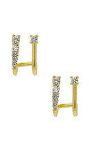 By Adina Eden Double Stud Earring in Metallic Gold