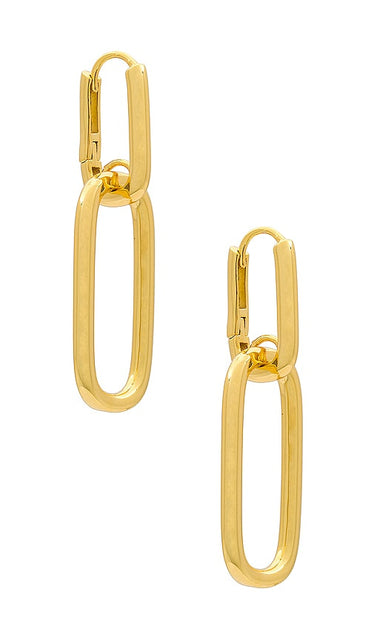 By Adina Eden Drop Link Earrings in Metallic Gold