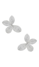By Adina Eden Floral Studs in Metallic Silver