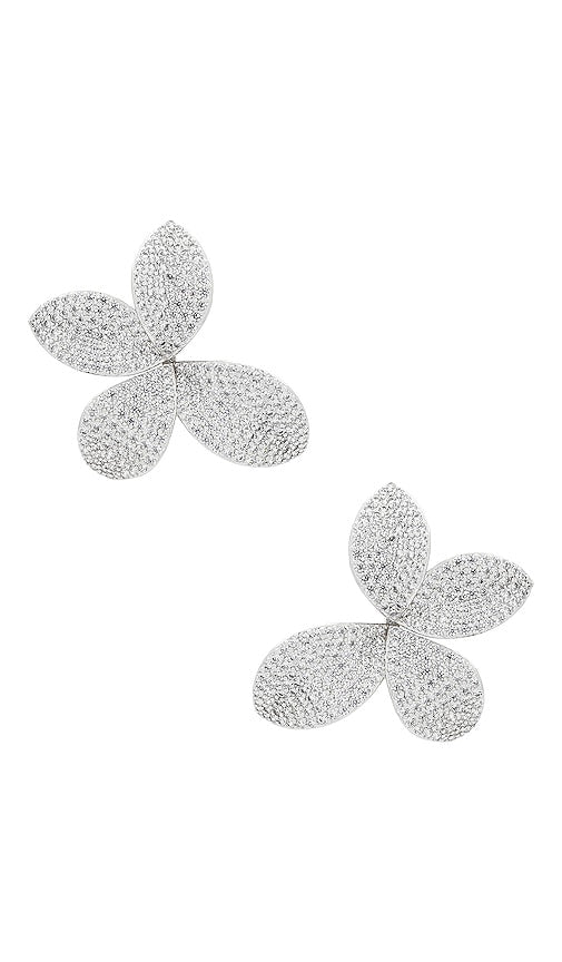 By Adina Eden Floral Studs in Metallic Silver