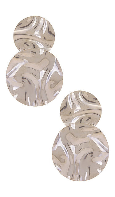 By Adina Eden Fluid Double Disc Earring in Metallic Silver