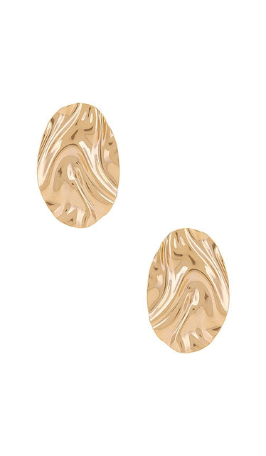 By Adina Eden Fluid Oval Earring in Metallic Gold