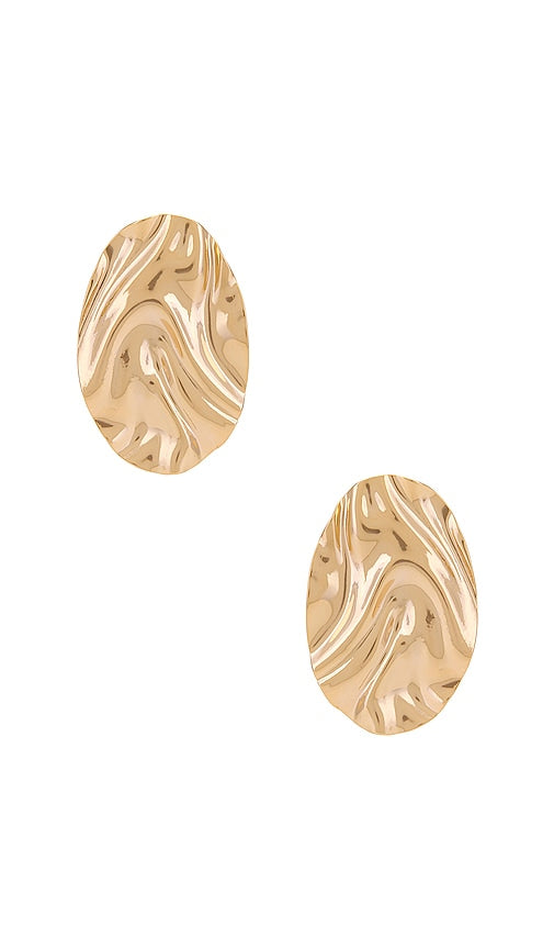 By Adina Eden Fluid Oval Earring in Metallic Gold