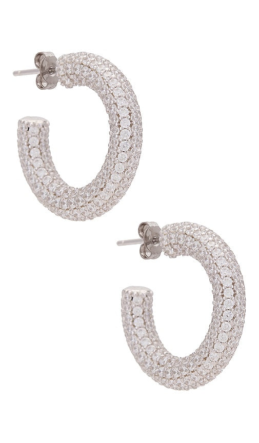 By Adina Eden Jumbo Pave Hoops in Metallic Silver