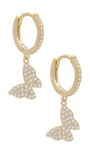 By Adina Eden Pave Butterfly Huggies in Metallic Gold