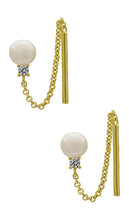By Adina Eden Pearl Chain Drop Earring in Ivory