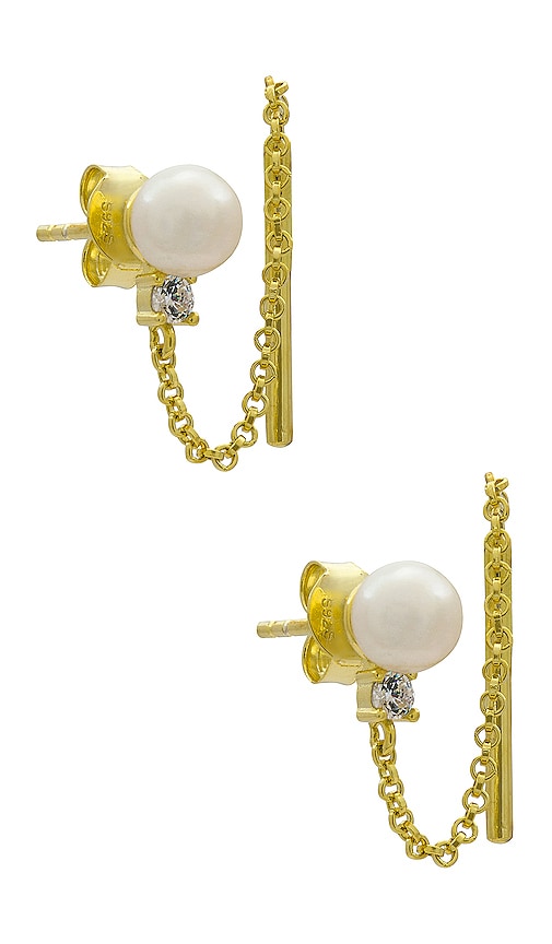 By Adina Eden Pearl Chain Drop Earring in Ivory