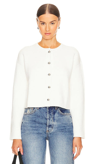 CAMI NYC Hara Cardigan in White - Cardigan Hara CAMI NYC en blanc - CAMI NYC Hara 白色开衫 - CAMI NYC Hara Cardigan in Weiß - CAMI NYC 하라 가디건 화이트 색상 - Cardigan Hara CAMI NYC in bianco
