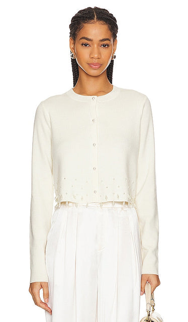 CAMI NYC Perdita Cardigan in Cream - CAMI NYC Cardigan Perdita en crème - CAMI NYC Perdita 奶油色开衫 - CAMI NYC Perdita Cardigan in Creme - CAMI NYC 퍼디타 가디건 색상 - Cardigan CAMI NYC Perdita in crema