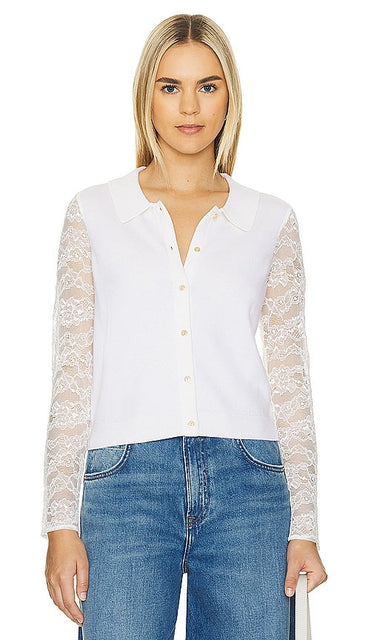 CAMI NYC Priscilla Cardigan in White - Cardigan Priscilla CAMI NYC en blanc - CAMI NYC Priscilla 白色开衫 - CAMI NYC Priscilla Cardigan in Weiß - CAMI NYC 프리실라 가디건 화이트 색상 - Cardigan CAMI NYC Priscilla in bianco