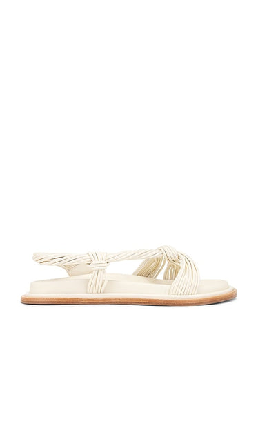 Acler Iverly Knot Sandal in Ivory | Vanilla Strappy Flats for Women
