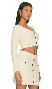 Central Park West Bella Cable Cardigan in Ivory