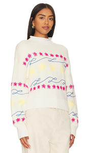 Central Park West Stella Star Motif Roll Neck Sweater in Ivory