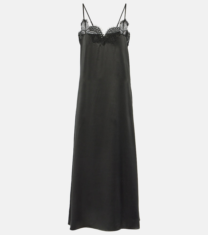 CO Lace-trimmed silk satin slip dress. CO蕾丝边真丝缎吊带裙