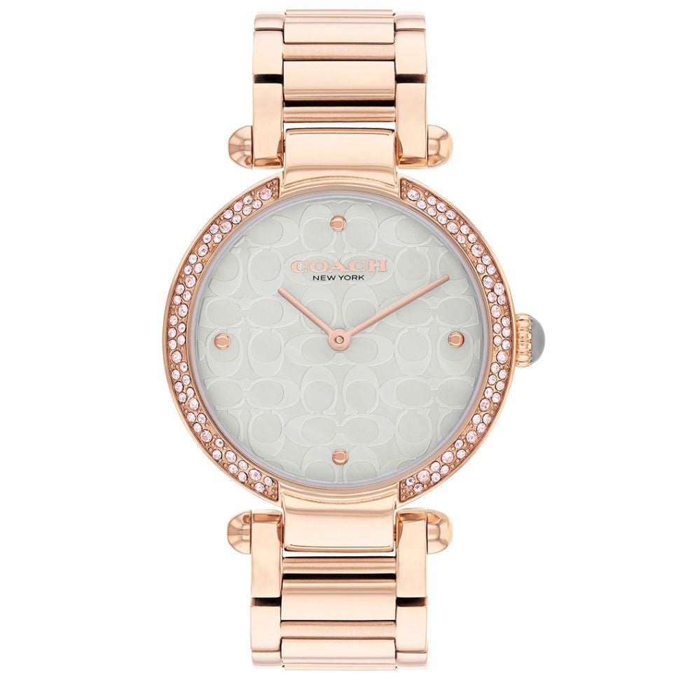 COACH Cary Grey Dial Pink Crystal Rose Gold-Tone Watch 34mm - 14504184