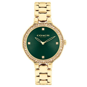 COACH Chelsea Green Dial Gold-Tone Crystal Bracelet Watch 32mm - 14504251