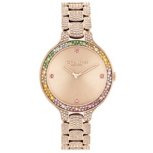 COACH Chelsea Rainbow Crystal Carnation Gold-Tone Stainless Steel Bracelet Watch 32mm - 14504166