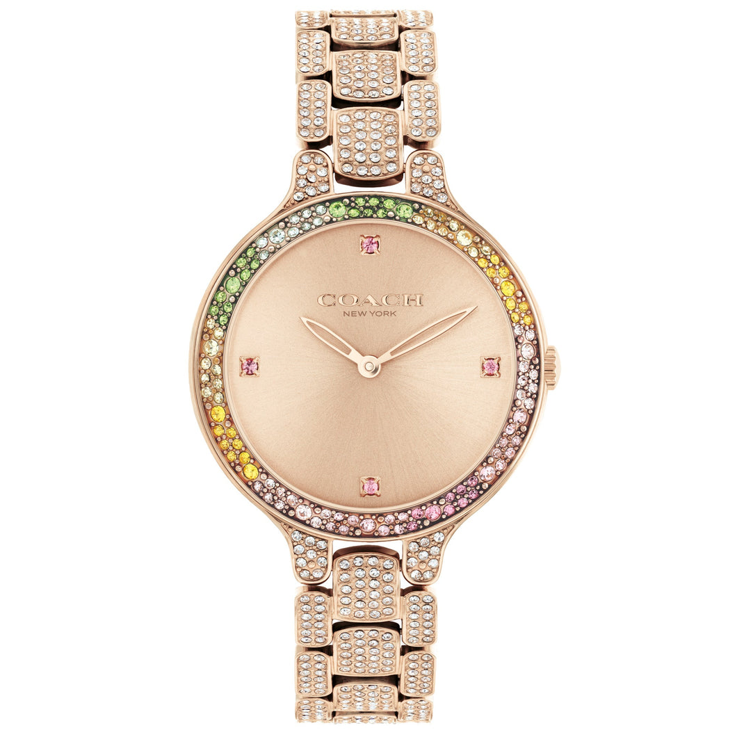 COACH Chelsea Rainbow Crystal Carnation Gold-Tone Stainless Steel Bracelet Watch 32mm - 14504166