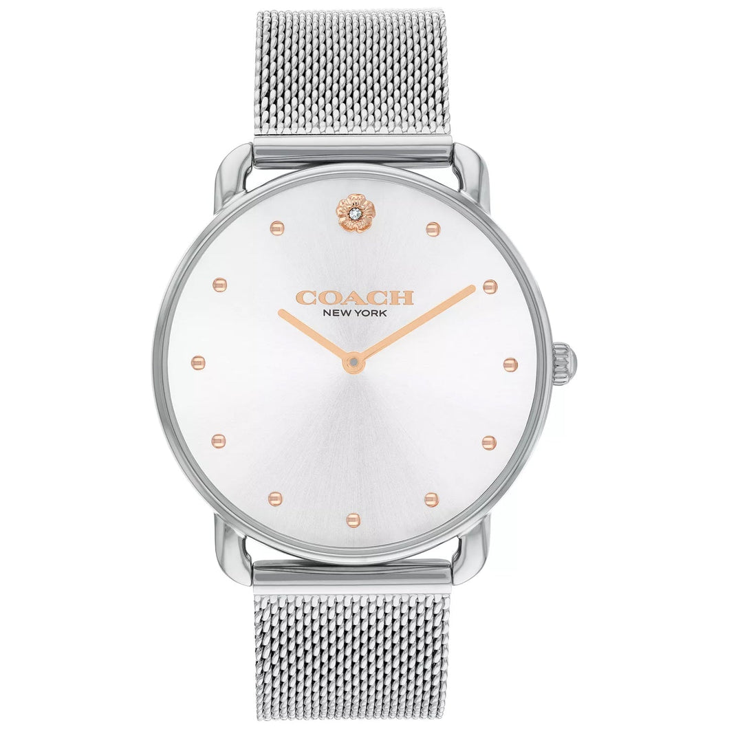 COACH Elliot White Sunray Dial Mesh Stainless Steel Bracelet Watch 36mm - 14504207