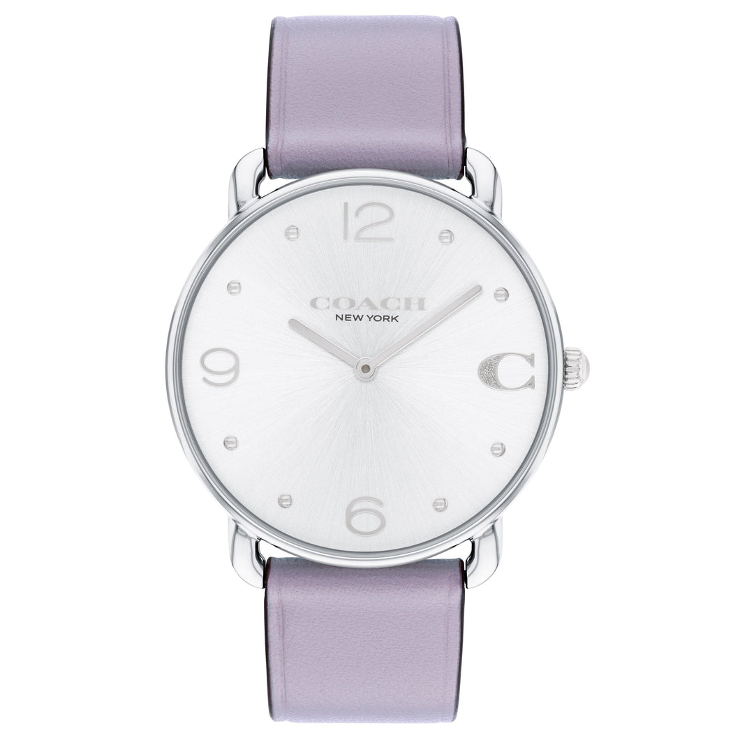 COACH Elliot White Sunray Dial Purple Leather Strap Watch 36mm - 14504286